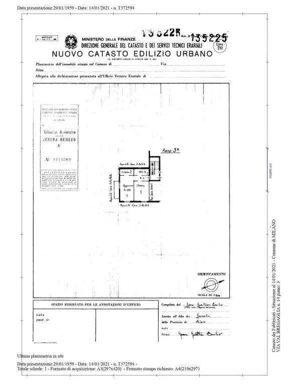 Planimetria appartamento Milano via Val Bregaglia 