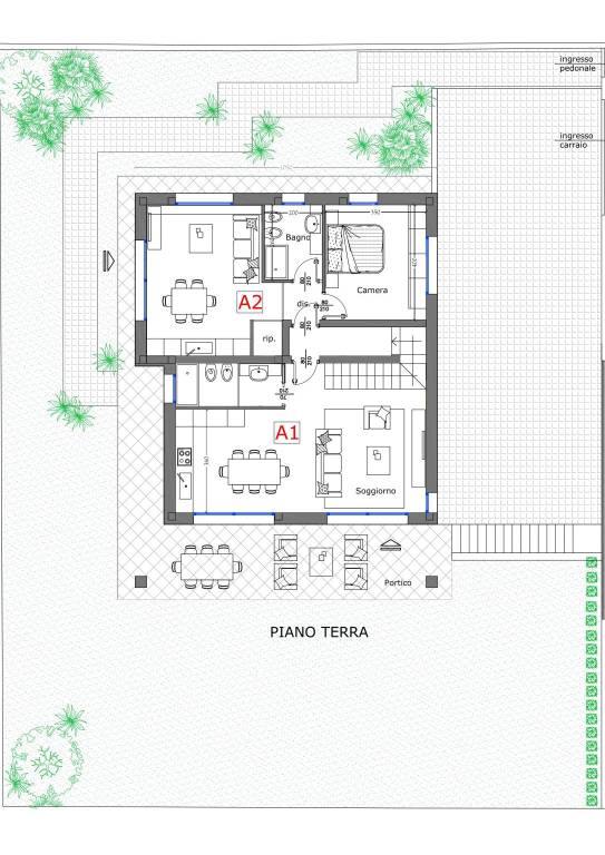 Pianta piano terra VILLA A1-A2