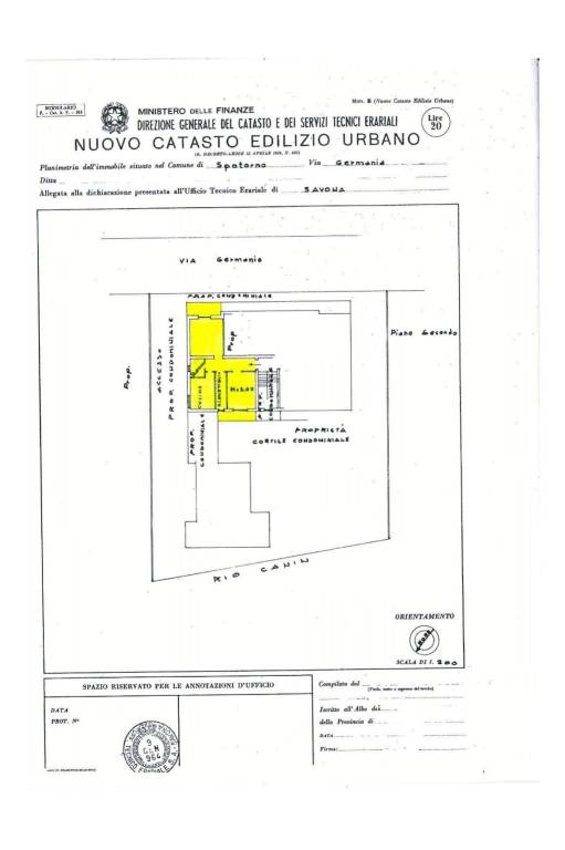 PLANIMETRIA CATASTALE APP.TO VIA GERMANIA