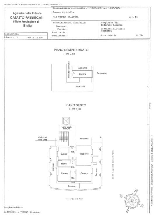 PLANIMETRIA PIANO SESTO E SEMINTERRATO