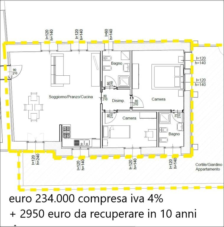 ,PT B N 1B EURO 234.000 IVA 4 COMPRESA + 2950 X 10