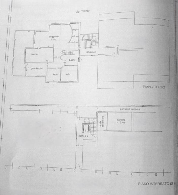 PLANIMETRIA 1 PIANO TERZO E PIANO INTERRATO