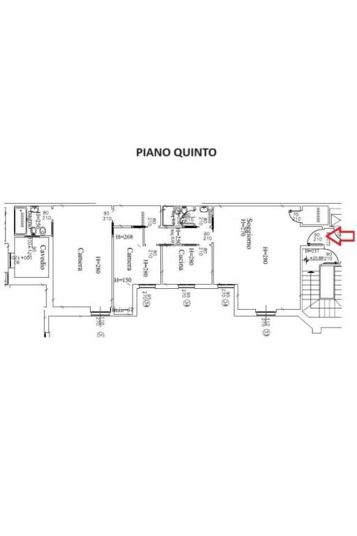 Planimetria 78 mq - 5° piano scala b - pubblicità