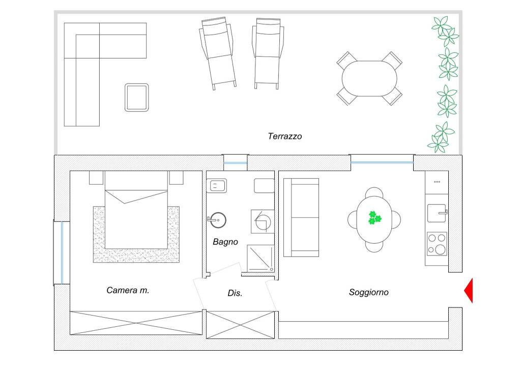 Bilocale con terrazzo 1