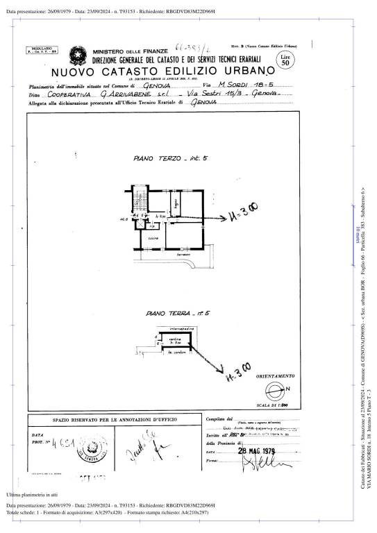 planimetria catastale VIA MARIO SORDI n. 18 Intern