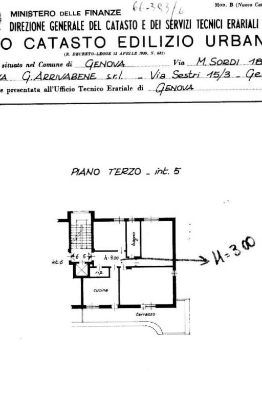 planimetria catastale VIA MARIO SORDI n. 18 Intern