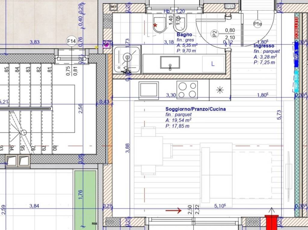 W11A - Nuovo, bellissimo monolocale con terrazza, secondo piano - Planimetria 1