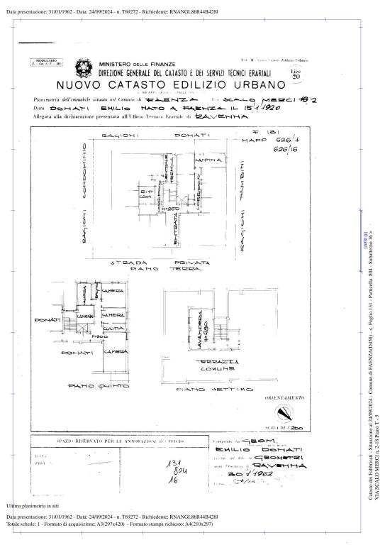 Plan. Abitazione e cantina