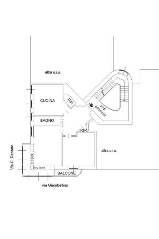 Giambellino 90 due-tre locali 2° piano planimetria
