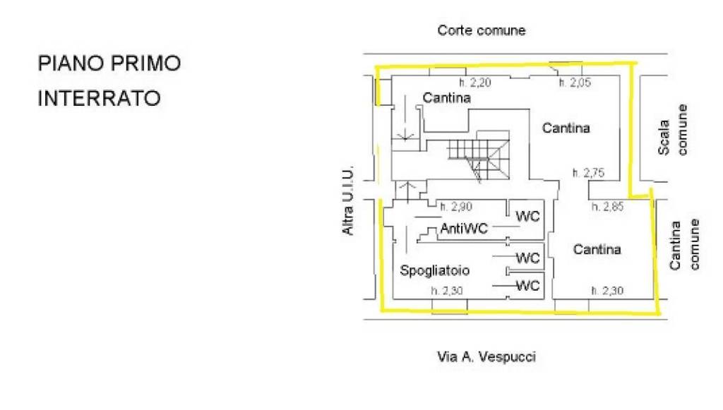 Planimetria piano interrato