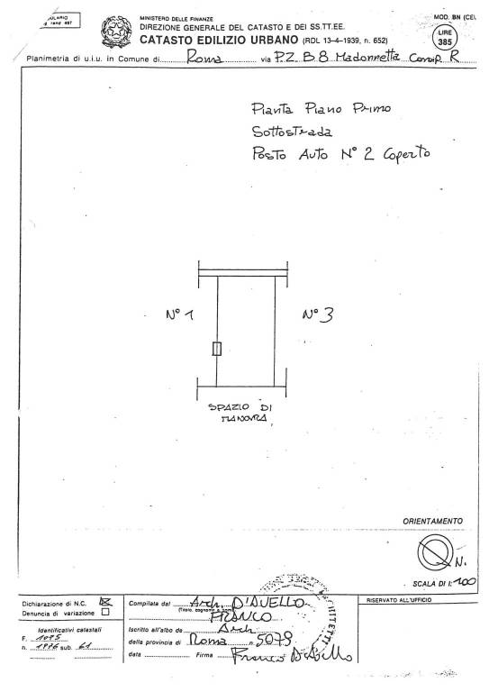 PLANIMETRIA CATASTALE POSTO AUTO