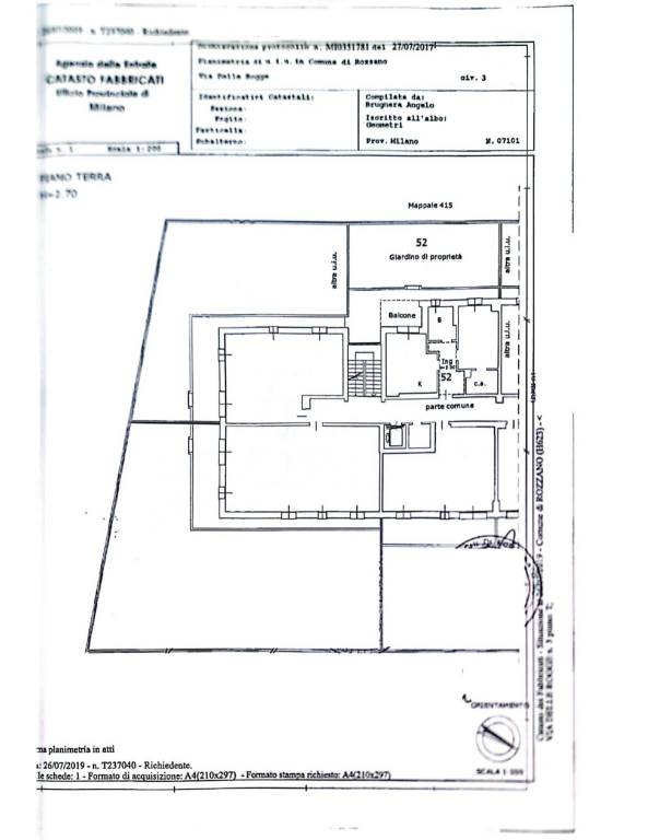 Planimetria appartamento Rozzano via delle Rogge 3