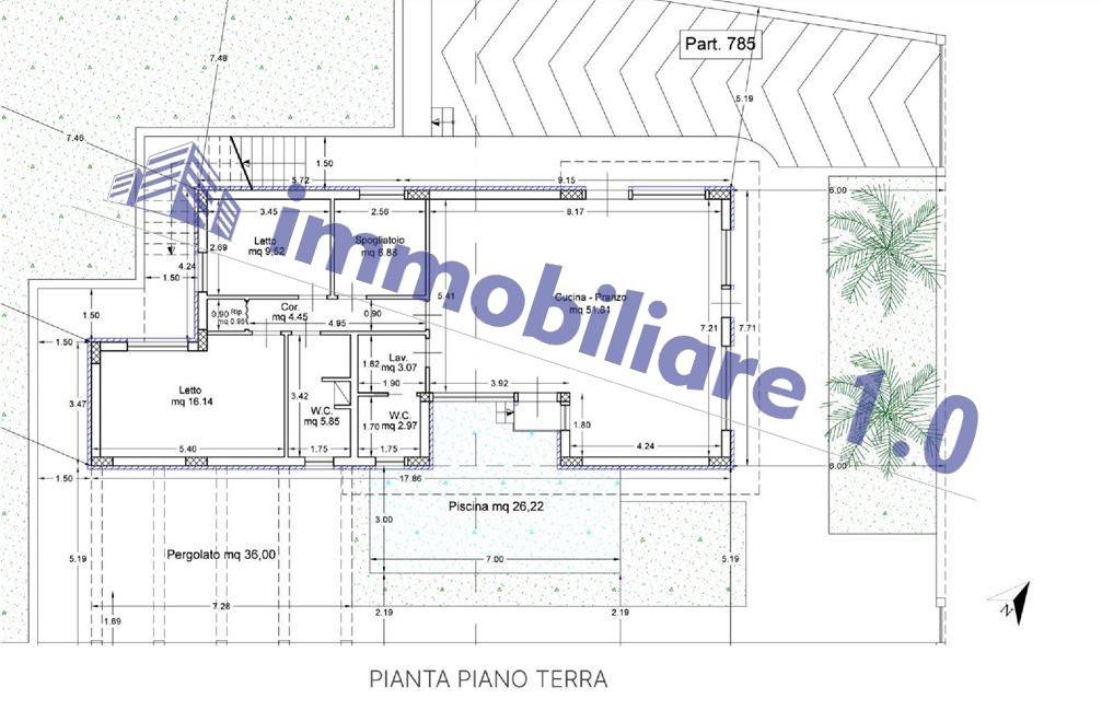 Planimetria mq. 125 con 2 Camere da letto