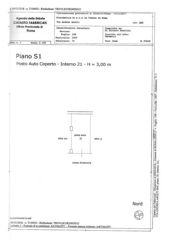 Planimetria catastale posto auto 1