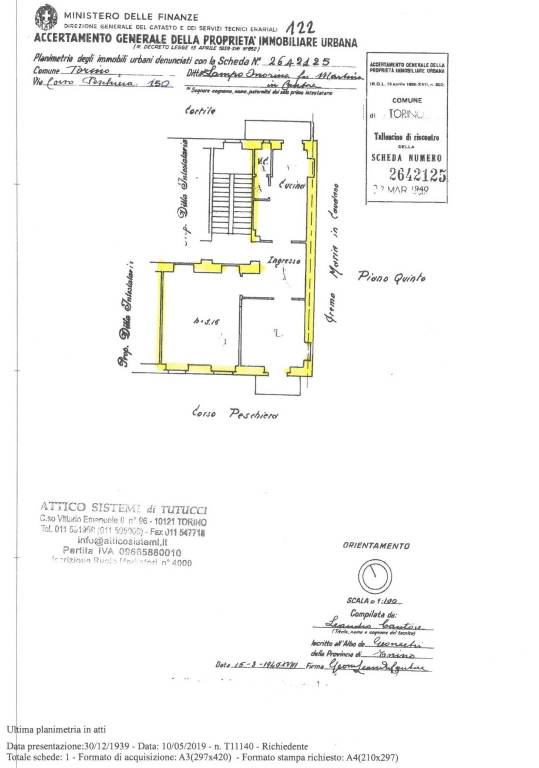 Piantina corso Peschiera, 150 5° p sx