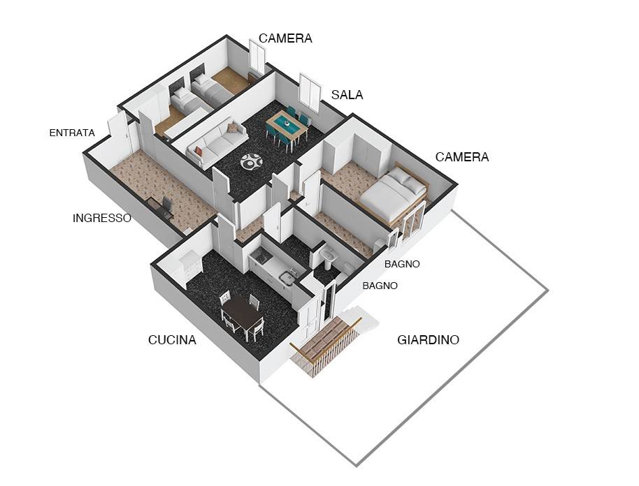 Planimetria 3D - Casa Via Leandro Alberti Bologna