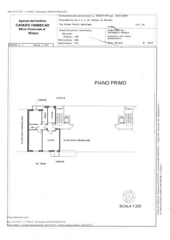 PIANTINA CASA VIA BIUMI 14 1