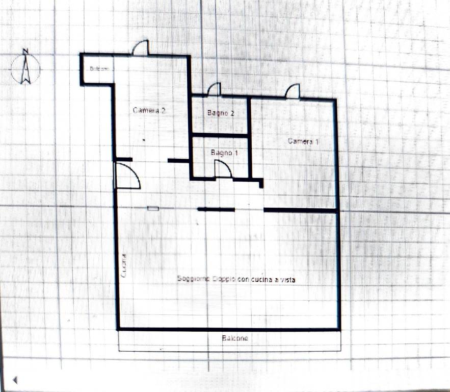 Planimetria Trilocale con apertura