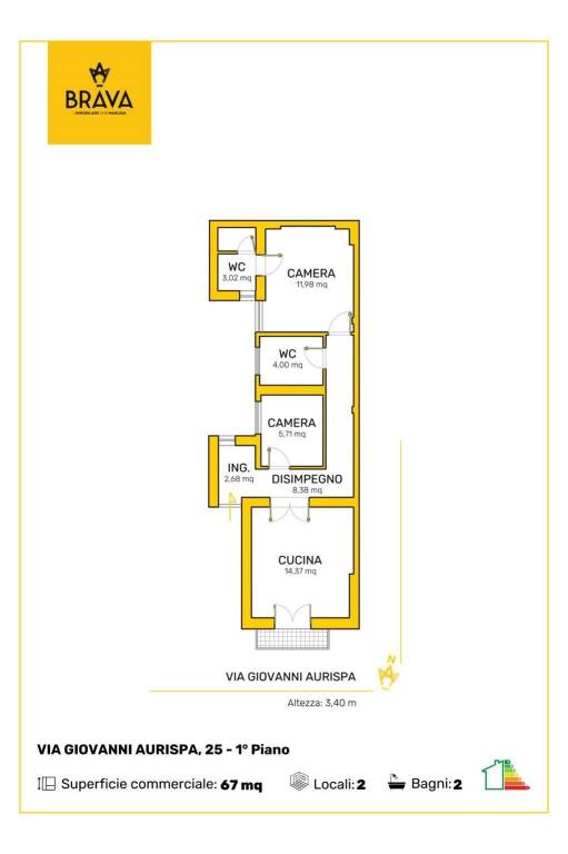 plan VIA GIOVANNI AURISPA n. 25 Piano 1