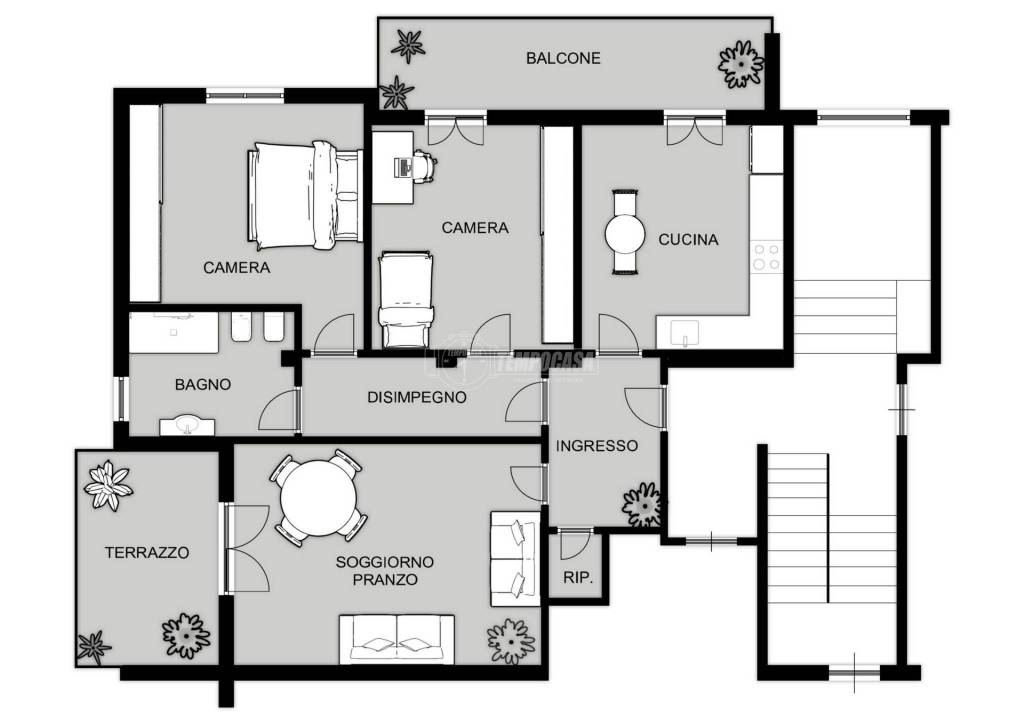 Trilocale con terrazzo in Via Cornegliana 