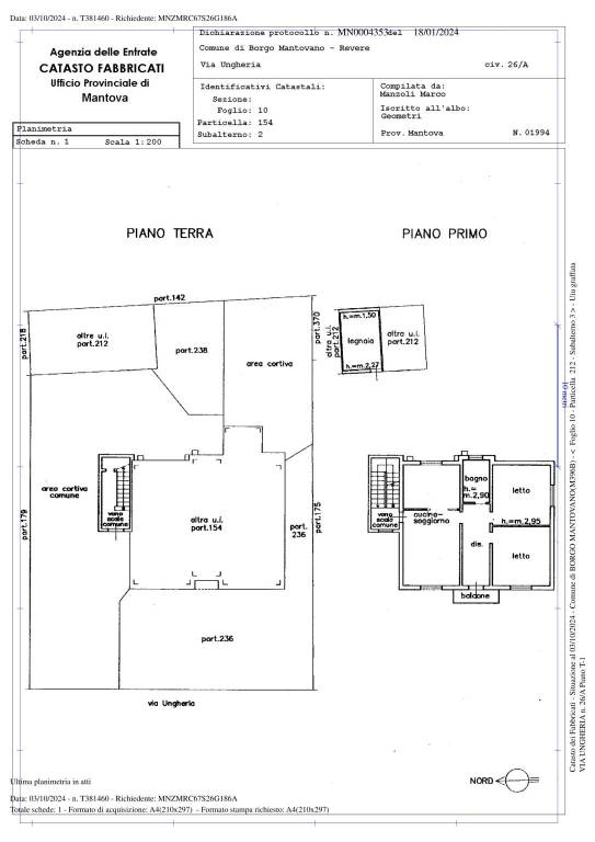 Plan. catastale abitazione Part.154 Sub.2 Part.212