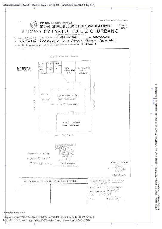 Plan. catastale autorimessa Part.212 Sub.2 Fg.10 1