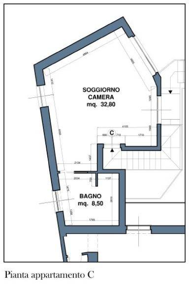 Planimetria Monolocale C  - 3 PIANO