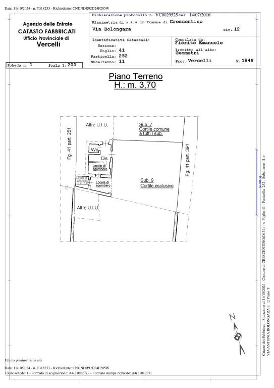COMUNE CRESCENTINO FGL 41 PART 252 SUB 11 1