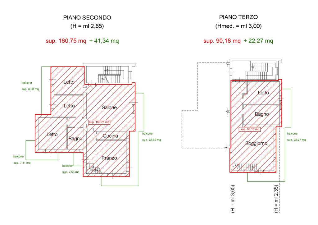 planimetrie II e III piano 1