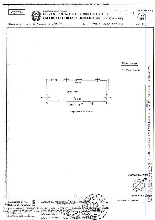 Planimetria Lanuvio F. 15 Part. 42 Sub. 2 1