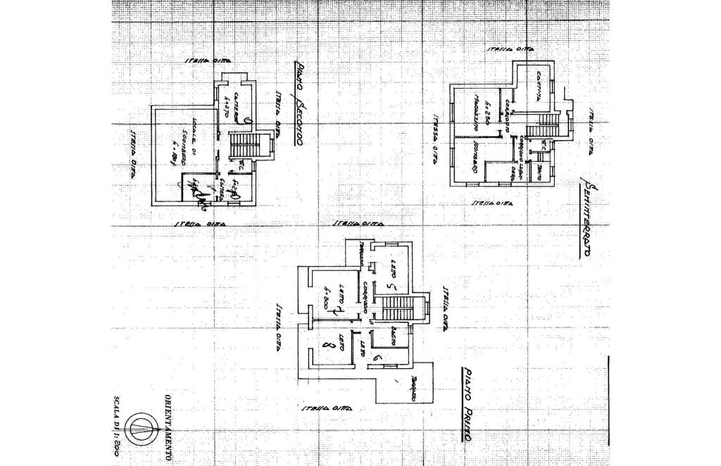 PLANIMETRIA PIANO SEMINTERRATO, PRIMO, SECONDO