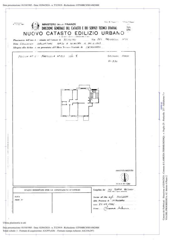 COMUNE LAMEZIA TERME SEZ Q FGL 25 PART 217 SUB 7 (