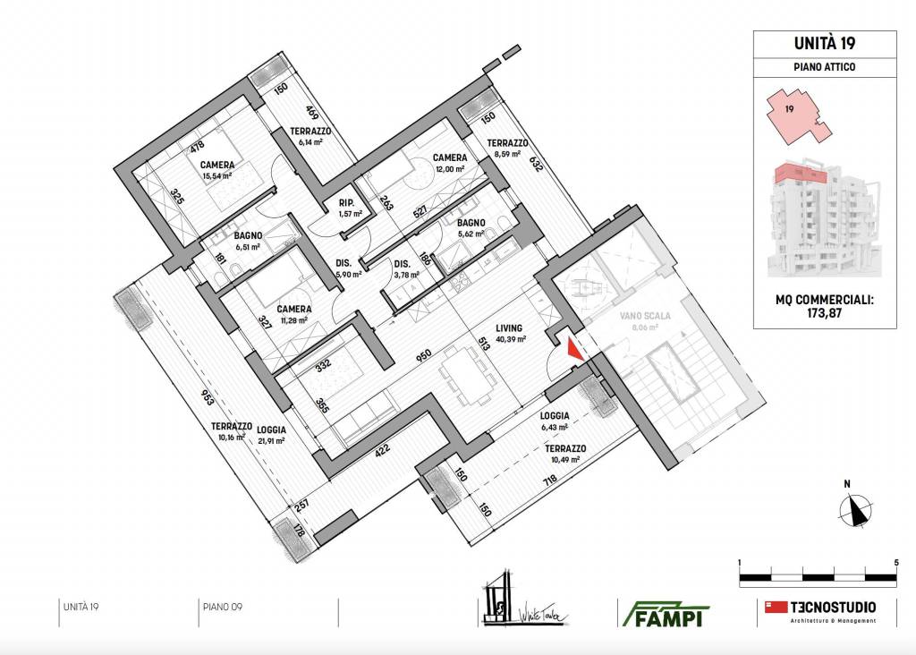 PIANTA DI PROGETTO ATTICO 3 CAMERE