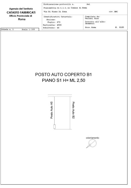 Planimetria posto auto Via Capestrano, 75