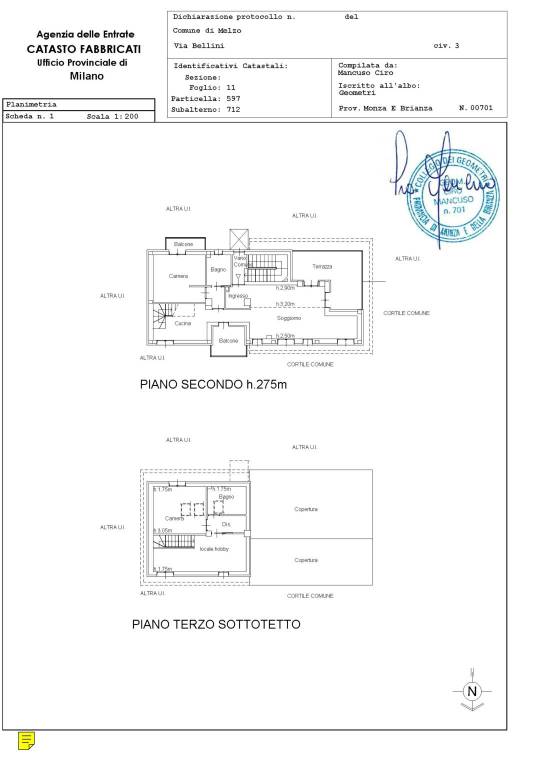 Planimetria Appartamento 3 Piano primo 1