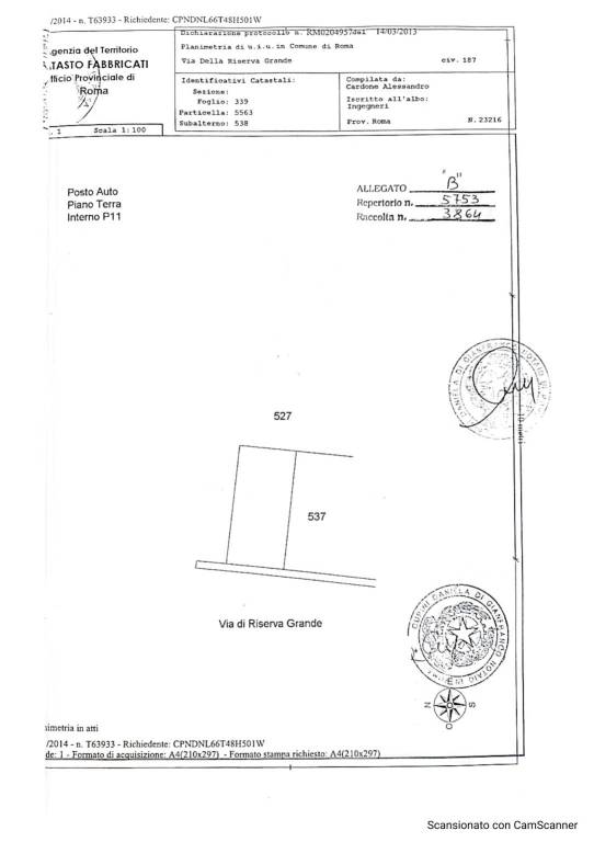 PLANIMETRIA CATASTALE POSTO AUTO 1