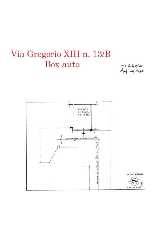 PLAN.GARAGE VIA GREGORIO XIII  box auto