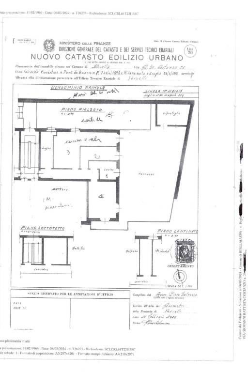 PLANIMETRIA ALLOGGIO E CANTINA