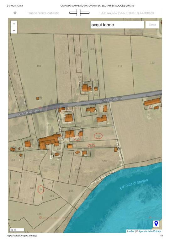CATASTO MAPPE SU ORTOFOTO SATELLITARI DI GOOGLE 1