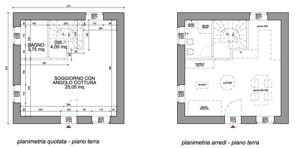 Planimetria quotata-arredi piano terra