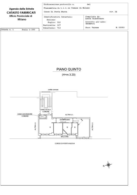 Planimetria catastale Porta Nuova 34 1