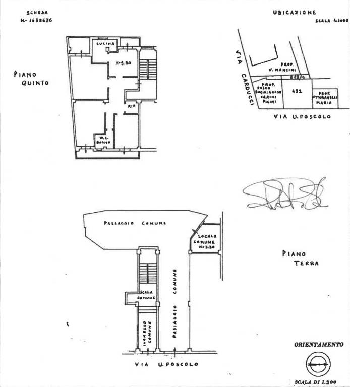 PLANIMETRIA CATASTALE APPARTAMENTO VIA UGO FOSCOLO