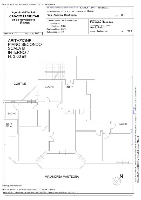 COMUNE ROMA FGL 845 PART 204 SUB 25  1049 B07 1