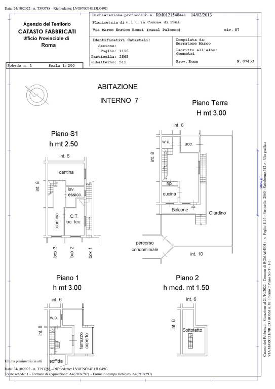 Planimetria Catastale Roma (casa) 1