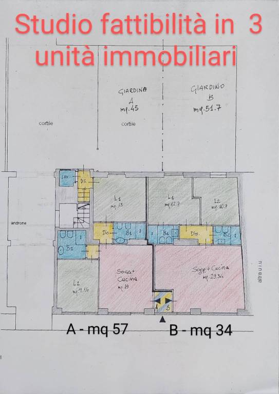 studio di fattibilità frazionamento in 2 unità