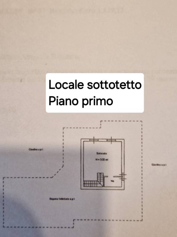 Pianta locale sottotetto piano primo