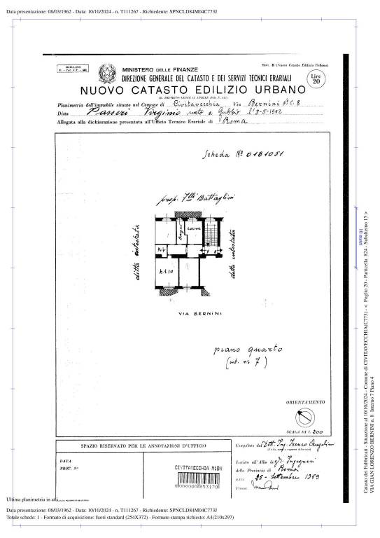 Planimetria Pergolesi Via Bernini 1