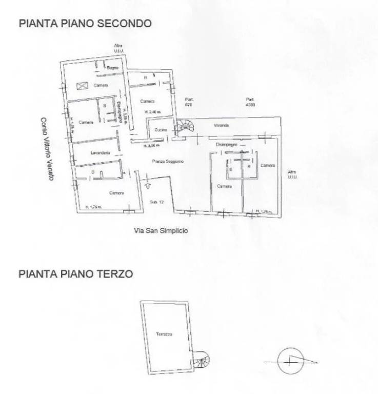 PLANIMETRIA PIANO SECONDO ZONA COLAZIONI , CAMERE E TERRAZZO 