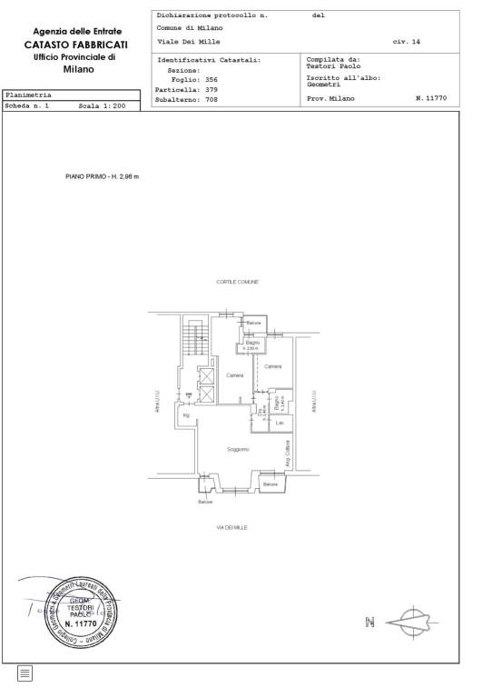 Planimetria catastale appartamento - Viale dei Mil