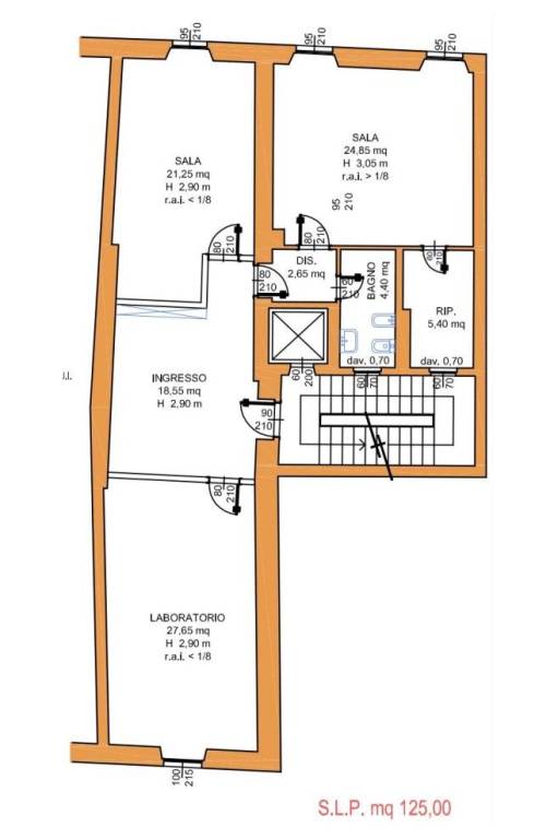 piano secondo 125 mq